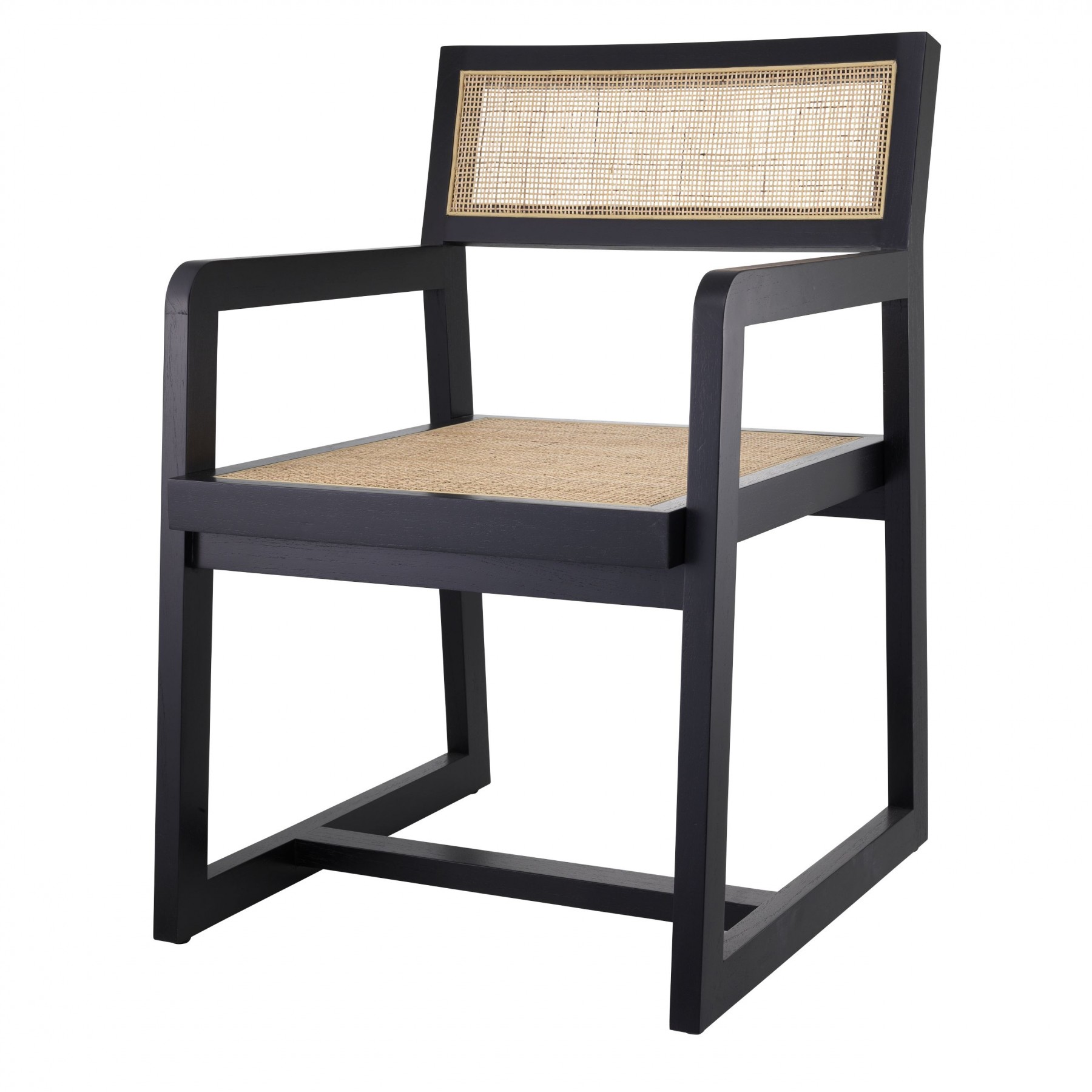 Dinant Classic Black Dining Chair with Rattan Cane Webbing