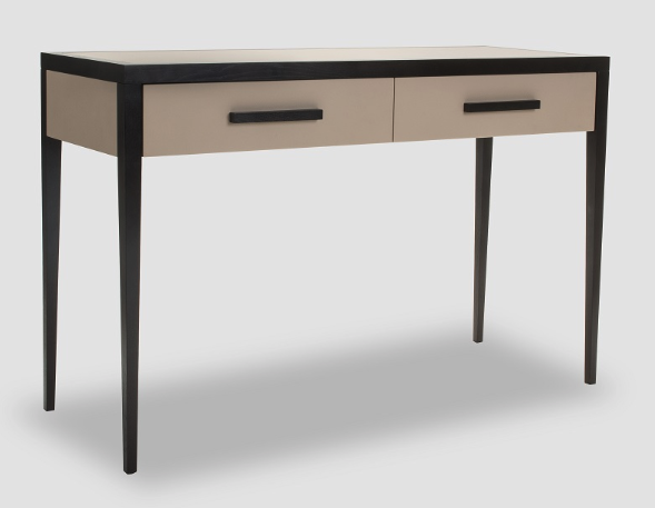 Liza Wenge Oak Beige Leather Console, Leather Console Table With Drawers